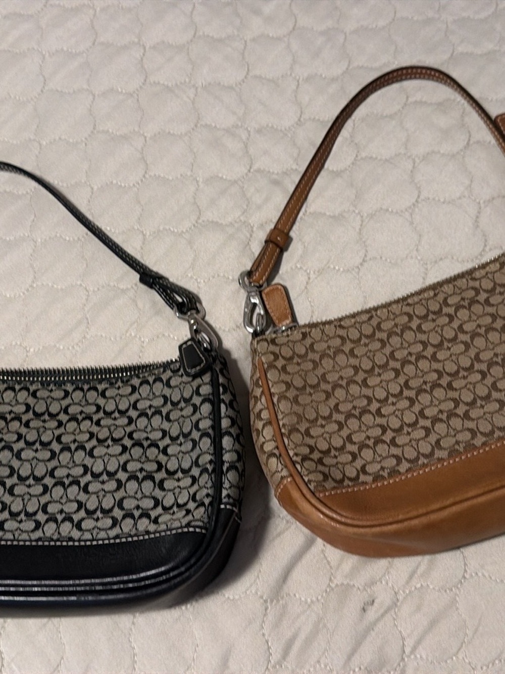 Coach Signature Canvas Shoulder Bag Duo - Tan & Black